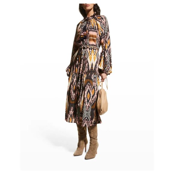 Figue Magnolia Abstract-Print Belted Midi Dress - Picture 12 of 12